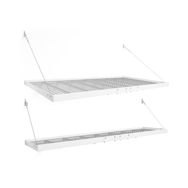 Pro Series 4 ft. x 8 ft.  and 2 ft. x 8 ft. Wall Mounted Steel Shelf Set 2.0 in White