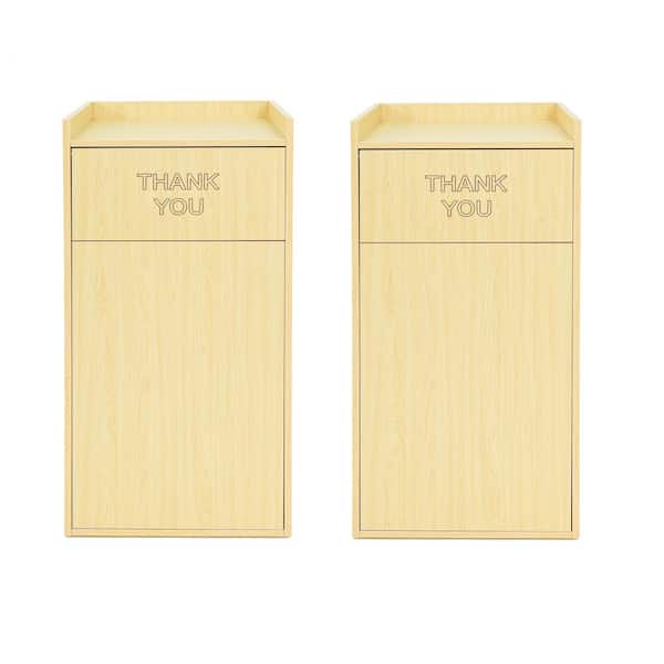 Alpine Industries 40 Gal. Medium Oak Wood Tray Top Food Service Industry Waste Enclosure Commercial Trash Can Coverage with Lid, 2 Pack