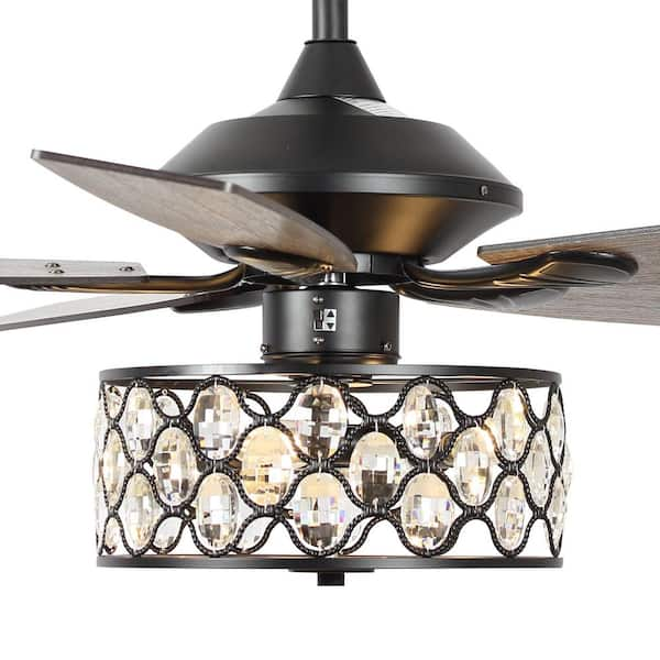 Parrot Uncle Huber 52 in. Indoor Black Crystal Chandelier Ceiling