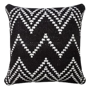 Modern Black 20 in. x 20 in. Woven Chevron Soft Poly-fill Indoor Throw Pillow