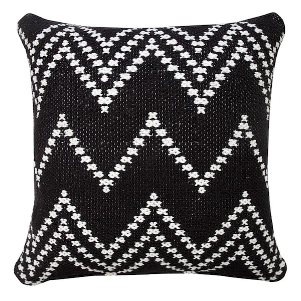 LR Home Modern Black 20 in. x 20 in. Woven Chevron Soft Poly-fill Throw Pillow