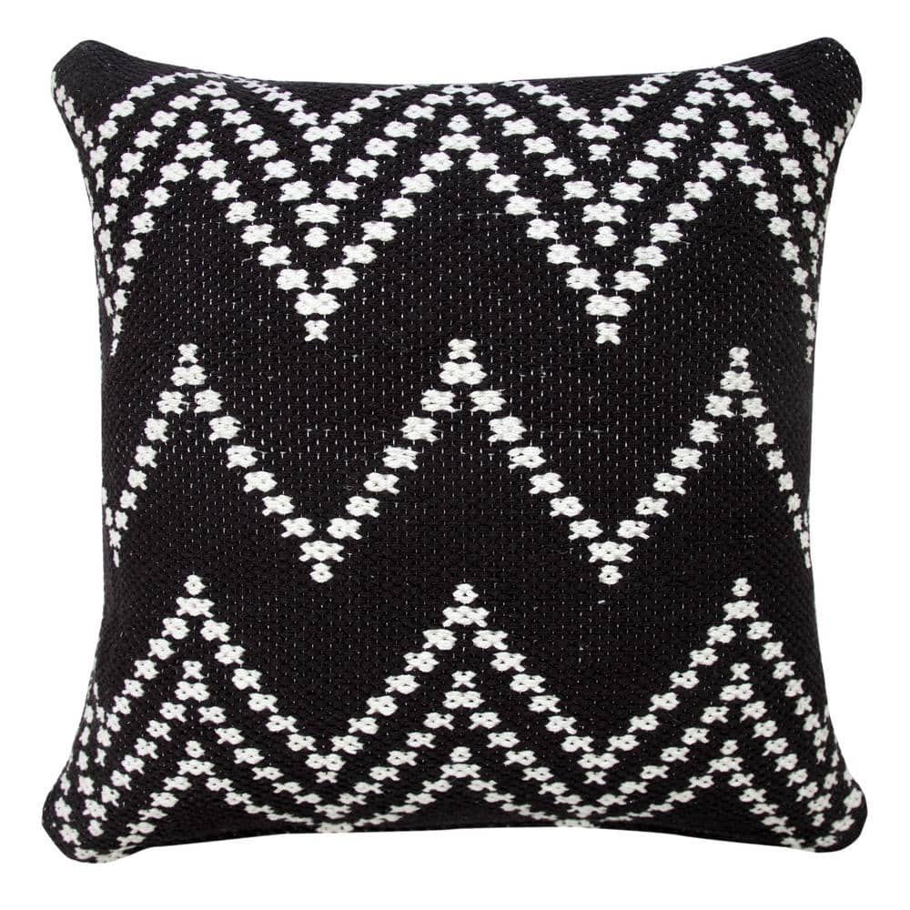 Modern Black 20 in. x 20 in. Woven Chevron Soft Poly-fill Indoor Throw Pill