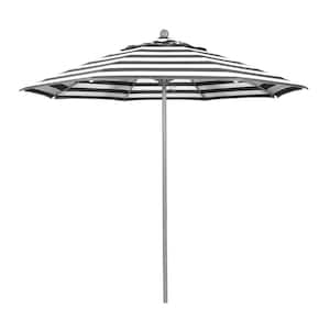 9 ft. Gray Woodgrain Aluminum Commercial Market Patio Umbrella Fiberglass Ribs and Push Lift in Cabana Classic Sunbrella