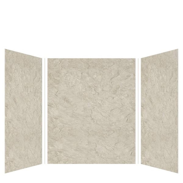 Transolid Expressions 60 in. x 60 in. x 72 in. 3-Piece Easy Up Adhesive Alcove Shower Wall Surround in Sea Fog