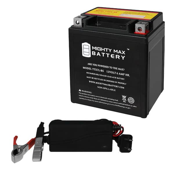 MIGHTY MAX BATTERY YTX7L-BS Replacement Battery for BikeMaster BTX7L-BS + 12V 1Amp Charger