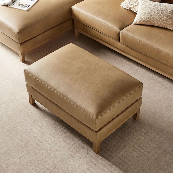 Modway Roscoe Vegan Leather Ottoman in Toast - Faux Leather