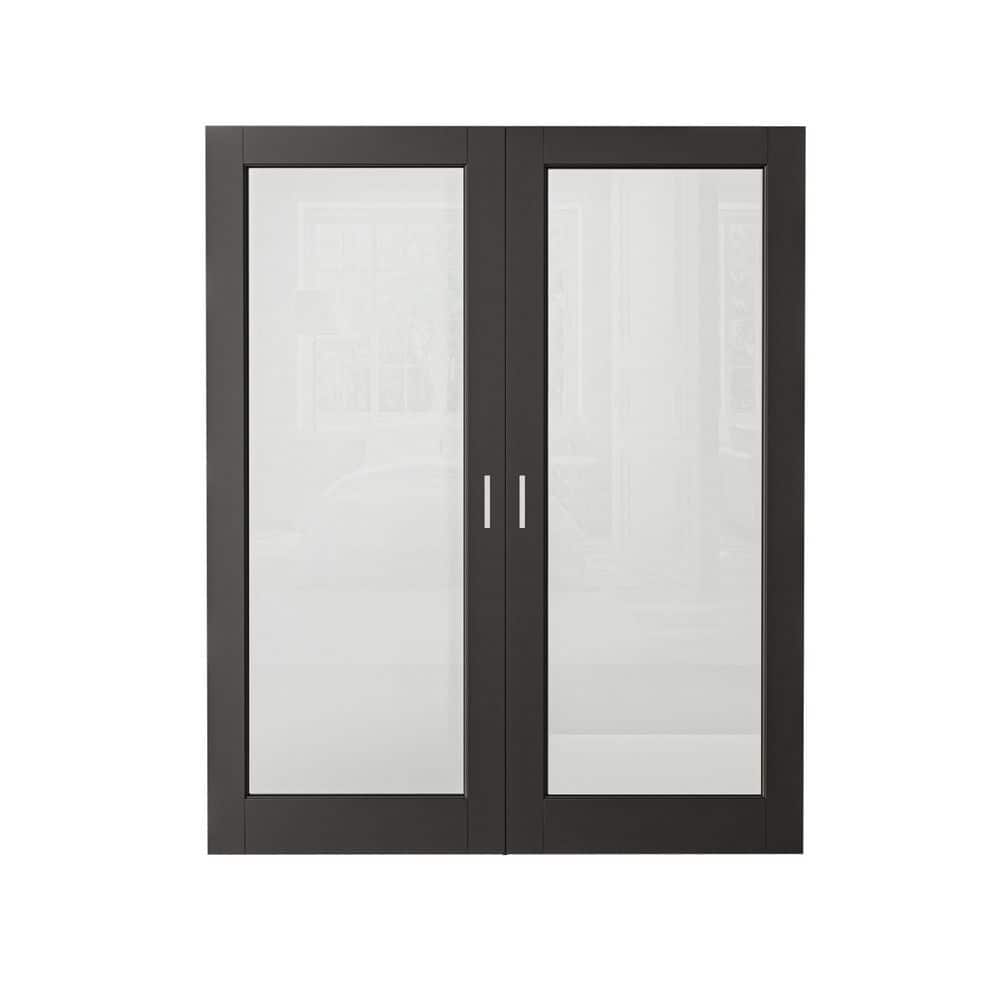 ARK DESIGN 60 in., x 80 in., (Double 30 in.) 1-Lite Frosted Glass Black ...