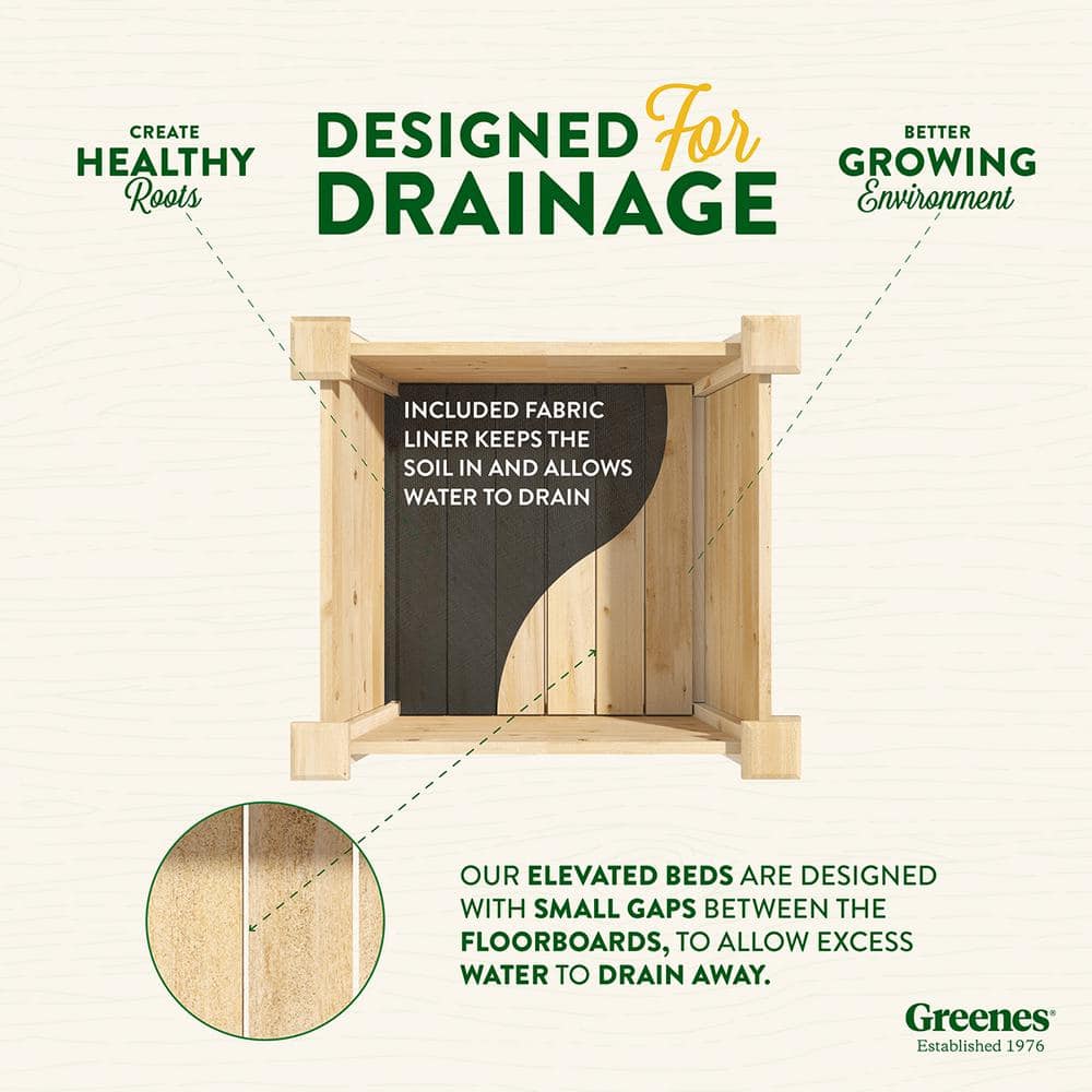 Natural Cedar Square Elevated Outdoor Planter Box