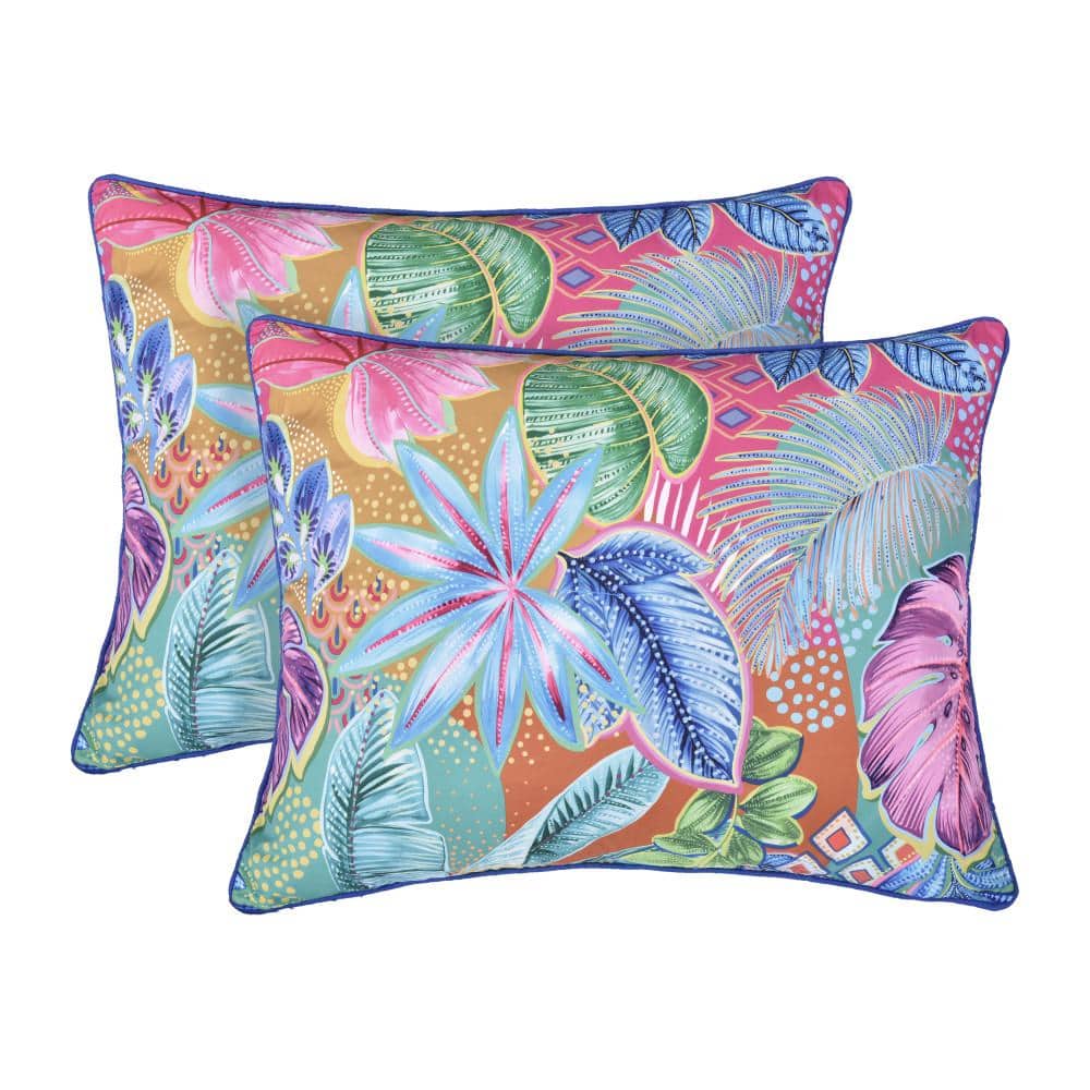 Full Blue Tropical Microfiber Bedspread Set