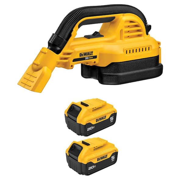 20-Volt MAX Lithium-Ion Cordless 1/2 Gal. Wet/Dry Portable Vacuum with (2) 20-Volt MAX 5. 0Ah Battery Packs