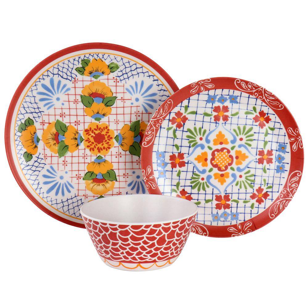 Tierra Multicolor Floral Bamboo Fiber 12-Piece Dinnerware Set