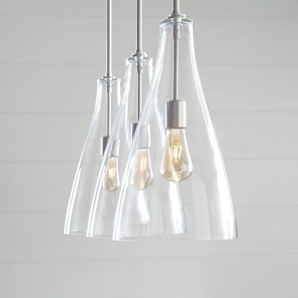 Arilda Mini Brushed Nickel Pendant with Clear Glass Shade