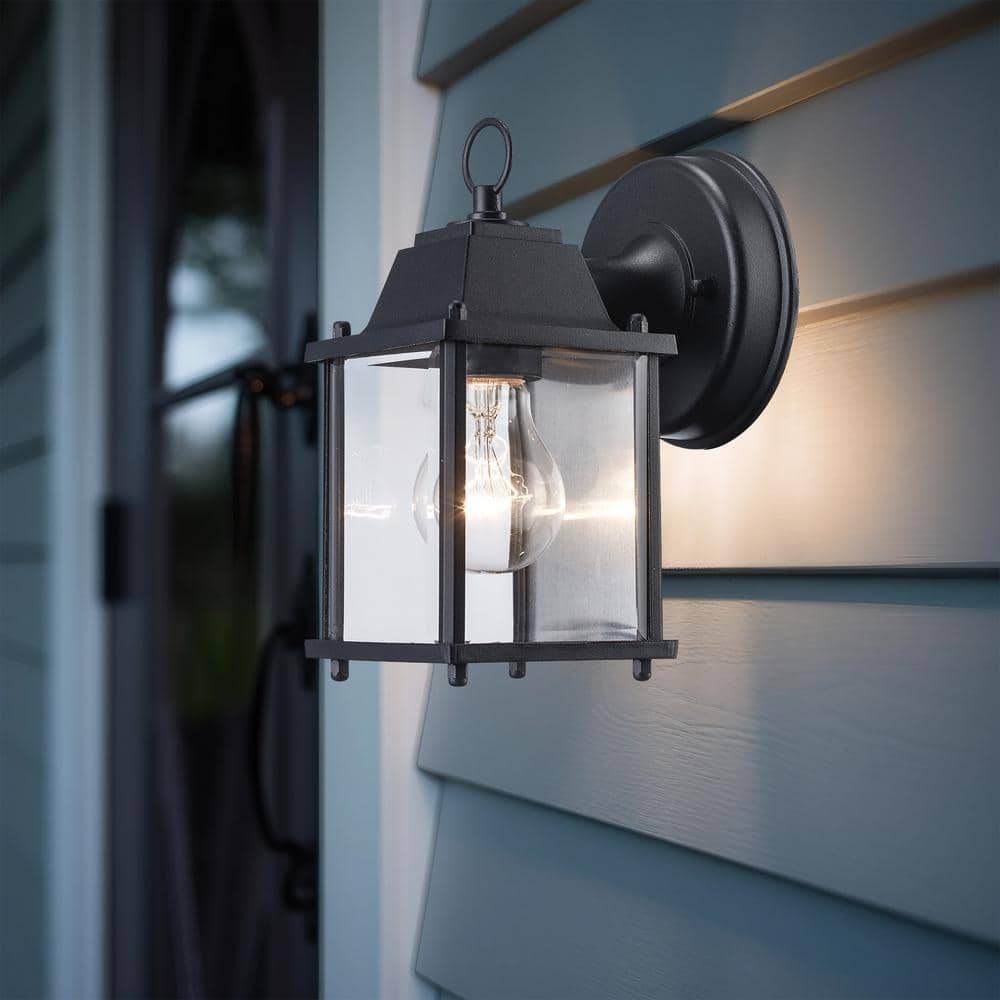 Patrician Black Clear Glass Outdoor Wall Lantern Sconce