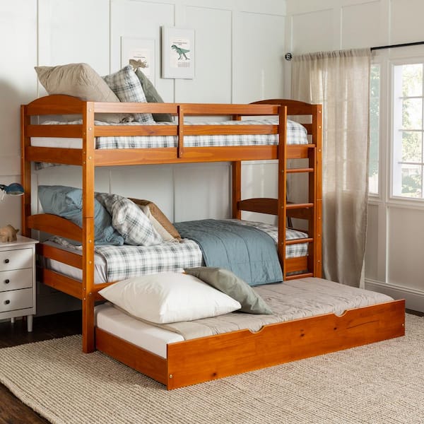 Welwick Designs Solid Wood Twin Over, Bunk Bed With Trundle And Storage