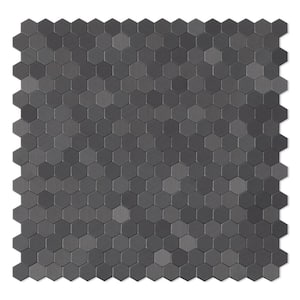 Hexagonia SB Black Stainless 11.46 in. x 11.89 in. x 5mm Metal Peel & Stick Wall Mosaic Tile (5.68 sq. ft./case)