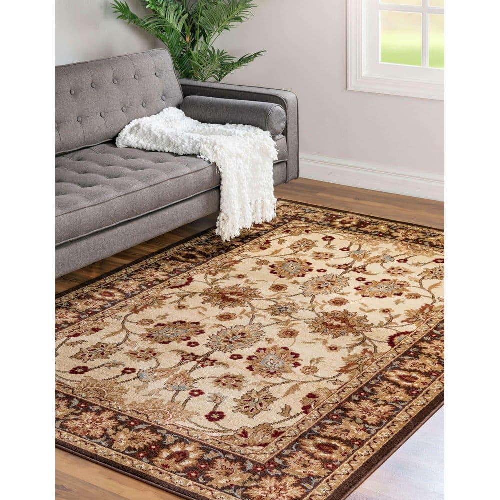 Handmade Cream Synthetic Rectangular Stain-Resistant Area Rug