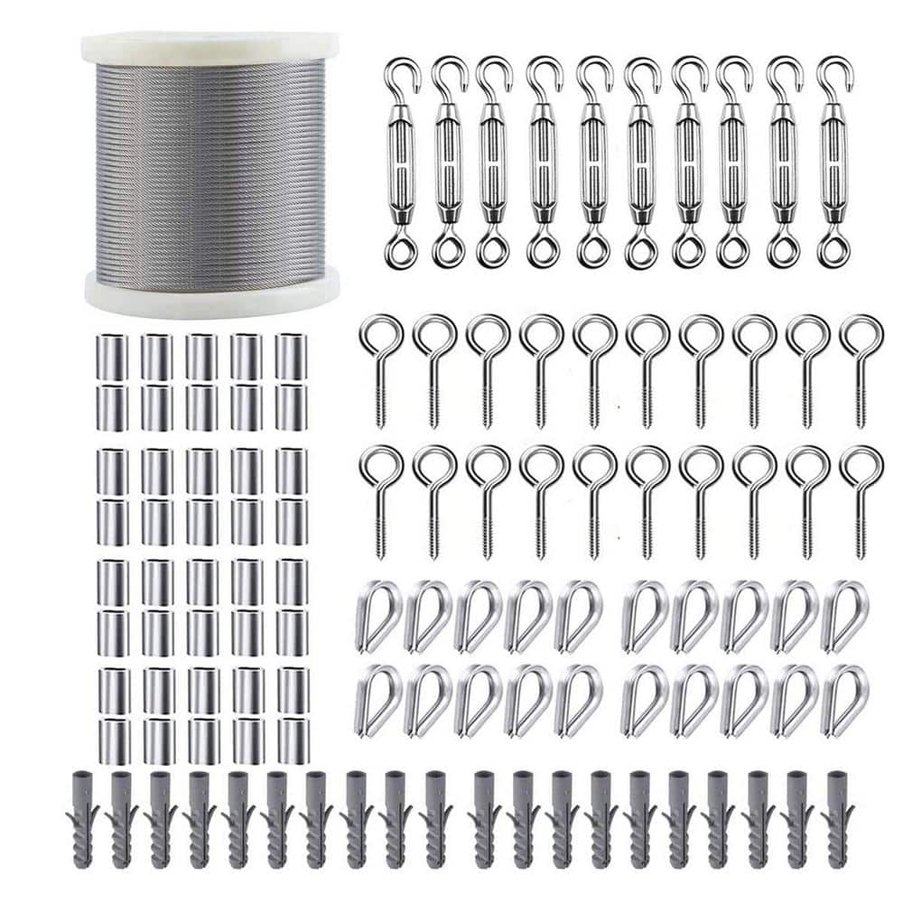 200 ft. 1/16 in. Stainless Steel Wire Rope, M5 Turnbuckles for Cables Wire 