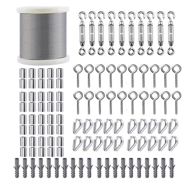 Angel Sar 200 ft. 1/16 in. Stainless Steel Wire Rope, M5 Turnbuckles for Cables Wire for Outdoor Lights Hanging Fence Wire