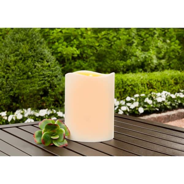 Hampton Bay 4.5 in. x 6 in. Remote Ready Battery Operated Outdoor Patio Resin LED Candle