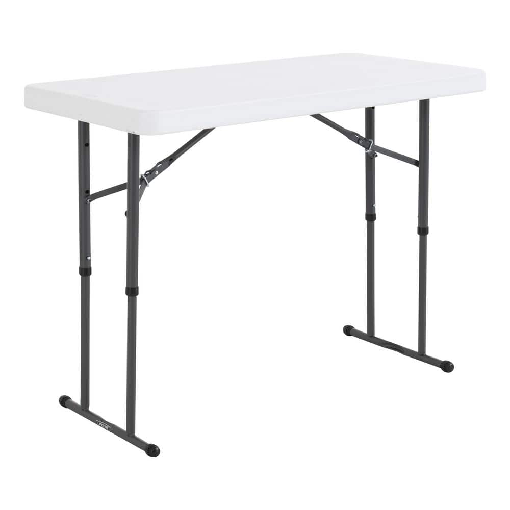 Lifetime 4 ft. White Granite Resin Adjustable Height Commercial Folding Table -  80160