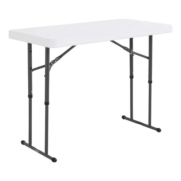 Lifetime 4 ft. White Granite Resin Adjustable Height Commercial Folding Table