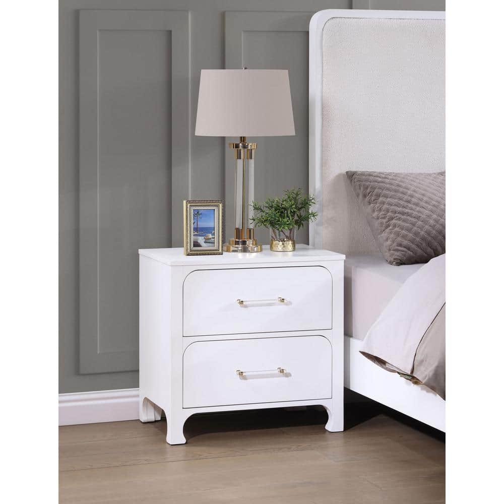 Anastasia Pearl White 2-Drawer Modern Nightstand