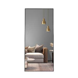 24 in. W x 65 in. H Rectangular Aluminum Framed Full Length Wall Mount Bathroom Vanity Mirror in Black