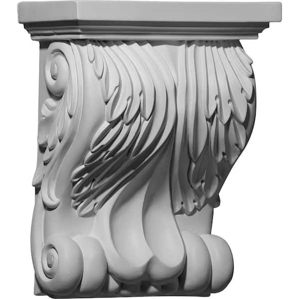 Ekena Millwork 8-3/4 in. x 4-5/8 in. x 11 in. Primed Polyurethane Forest Leaf Corbel