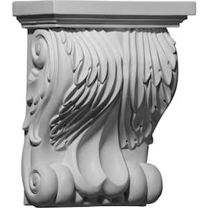 8-3/4 in. x 4-5/8 in. x 11 in. Primed Polyurethane Forest Leaf Corbel