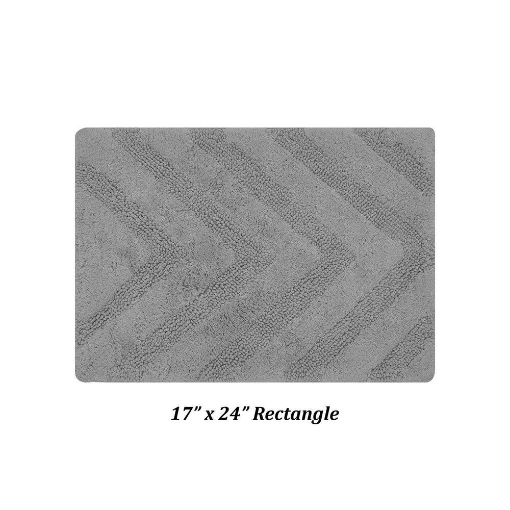Gray Chevron Pattern Cotton Anti-Skid Bathroom Rug 17" x 24"