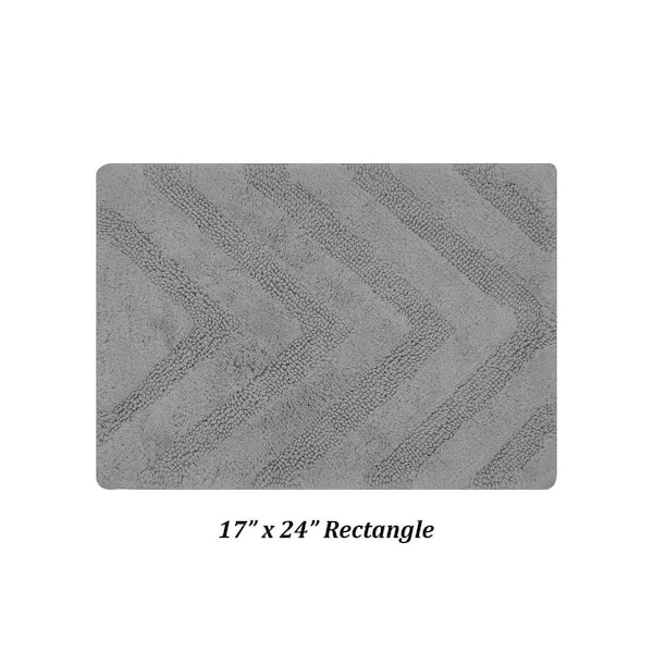 Hugo 17 in. x 24 in. Gray 100% Cotton Rectangle Bath Rug