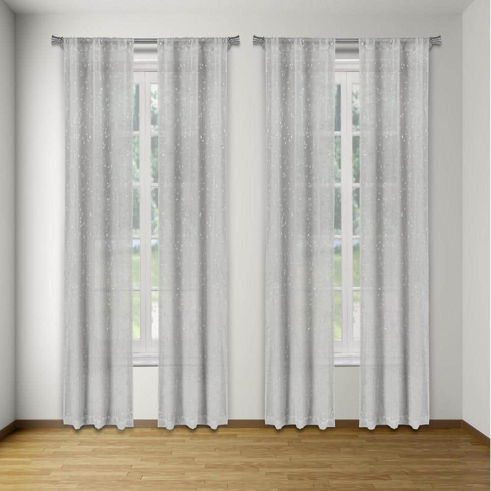 Home Maison Mistie Grey Silver Polyester Light Filtering Pole Top Curtain 37 In W X 84 In L 2 Pack Mirgs12 15501 The Home Depot