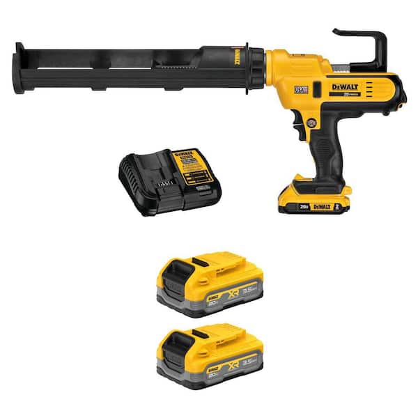 20V Max Cordless 29 oz. / 600 ml Caulk Gun with 20V 2. 0Ah Battery, (2) Powerstack 3.5 Ah Batteries and Charger