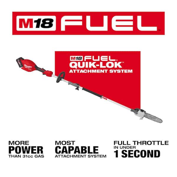 Milwaukee - M18 FUEL 14 in. 18V Brushless Cordless Electric Battery Top Handle Chainsaw Kit w/ Pole Saw, 8.0 Ah Battery & Charger