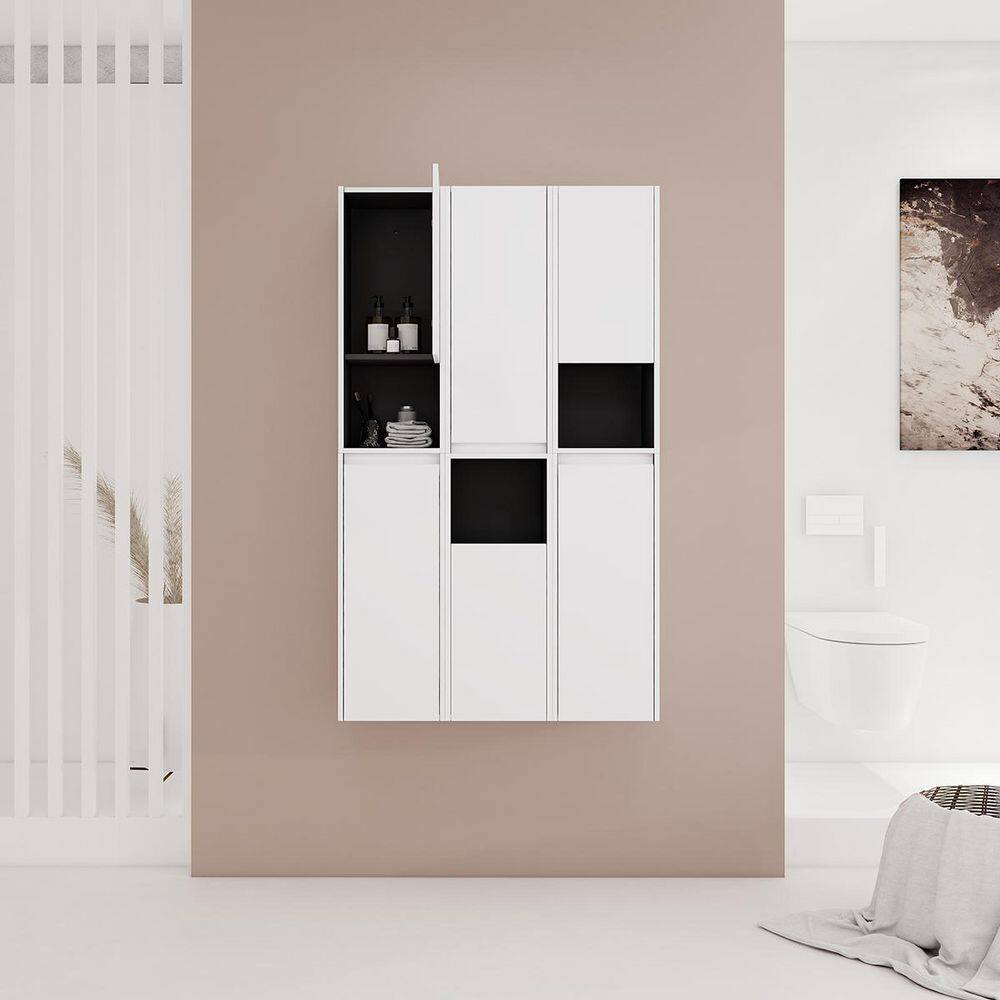 Modern 35.43 in. W x 9.8 in. D x 59 in. H Bathroom Storage Wall Cabinet in White price history on PriceWatchPro