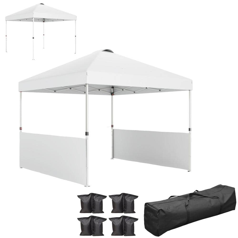 White 10 ft. x 10 ft. Party Tent, Pop Up Canopy Tent with 2 Half Sidewalls, Wheeled Carry Bag price history on PriceWatchPro