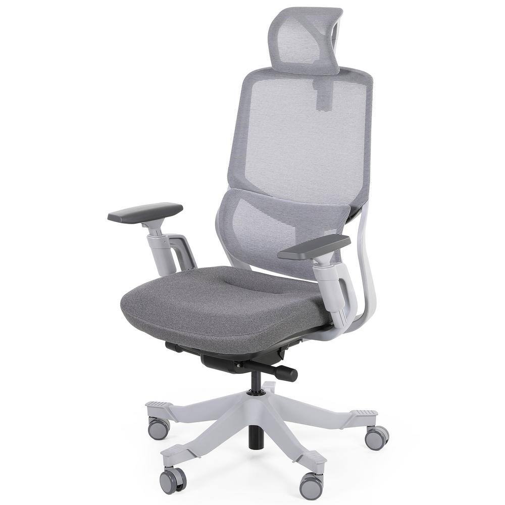 EazeeChairs Gray Office Mesh Ergonomic Chair with Adjustable Headrest