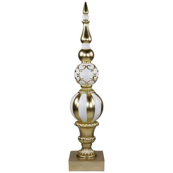 Ball Finial Commercial Size Christmas Decoration 48 in. Gold and White