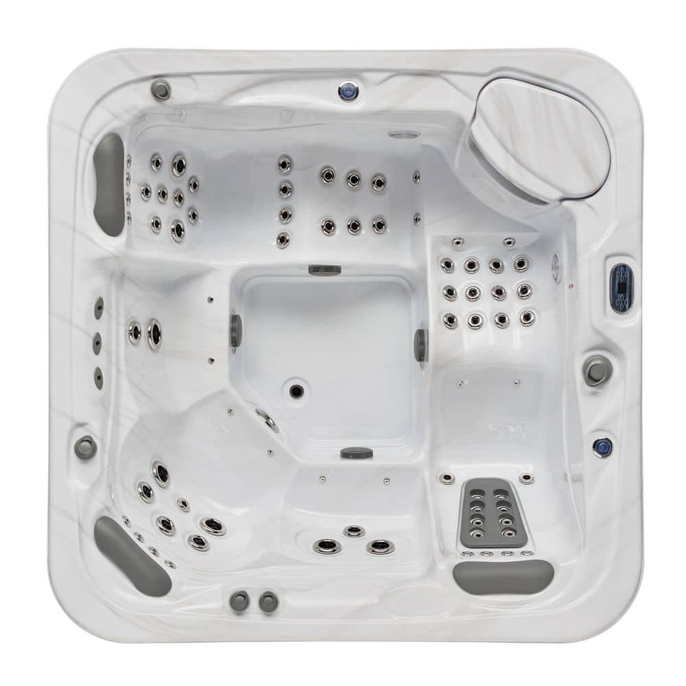 Gray and White 5-Person Luxury Hot Tub with Jets and Ozonator