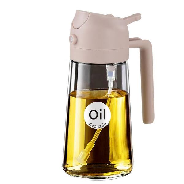 16 oz. Lotus Root Pink 2 in 1 Oil Dispenser, Food Grade Premium Spray Bottle with Portion Control for Salad, Frying, BBQ