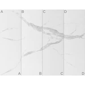 Keena Statuario 32 in. W x 63 in. H 4 Piece Glue Up Porcelain Shower Panel Polished White Tile