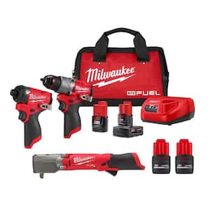 M12 FUEL 12-Volt Cordless 2-Tool Combo Kit with M12 FUEL 3/8 in. Right Angle Impact Wrench & (2) HO 2.5 Ah Batteries