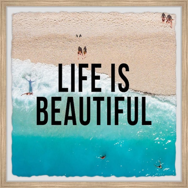 Unbranded "Life Is Beautiful III" by Marmont Hill Framed Typography Art Print 12 in. x 12 in.