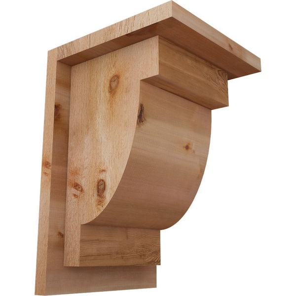 Ekena Millwork 8 in. x 8 in. x 12 in. Western Red Cedar Alpine Rough Sawn Corbel with Backplate