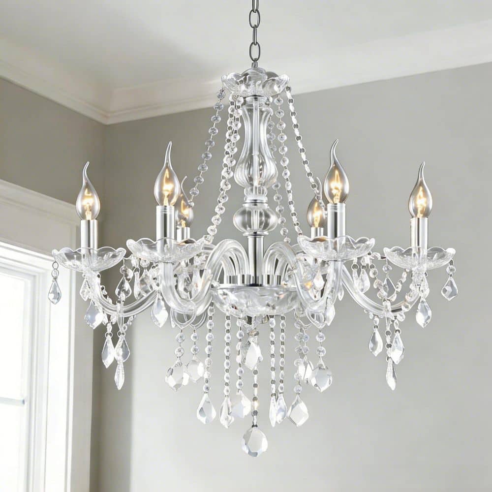 Crarice. as シャンデリア LED対応 Krychiler 33 in. H x 22 in. W 6 -Light Chrome Pendant Lighting