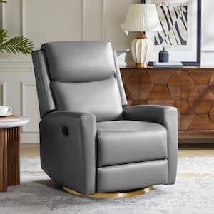 Andrea Dove 30.25 in. Transitional Genuine Leather Swivel Rocker Recliner