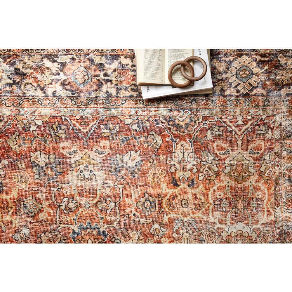 Layla Red and Marine Distressed Bohemian Runner Rug