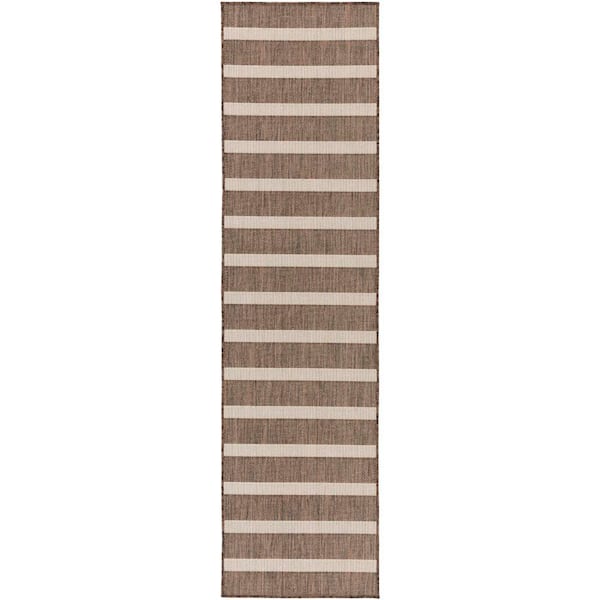 Positano Natural Ivory 2 ft. x 6 ft. Stripes Contemporary Runner Area Rug