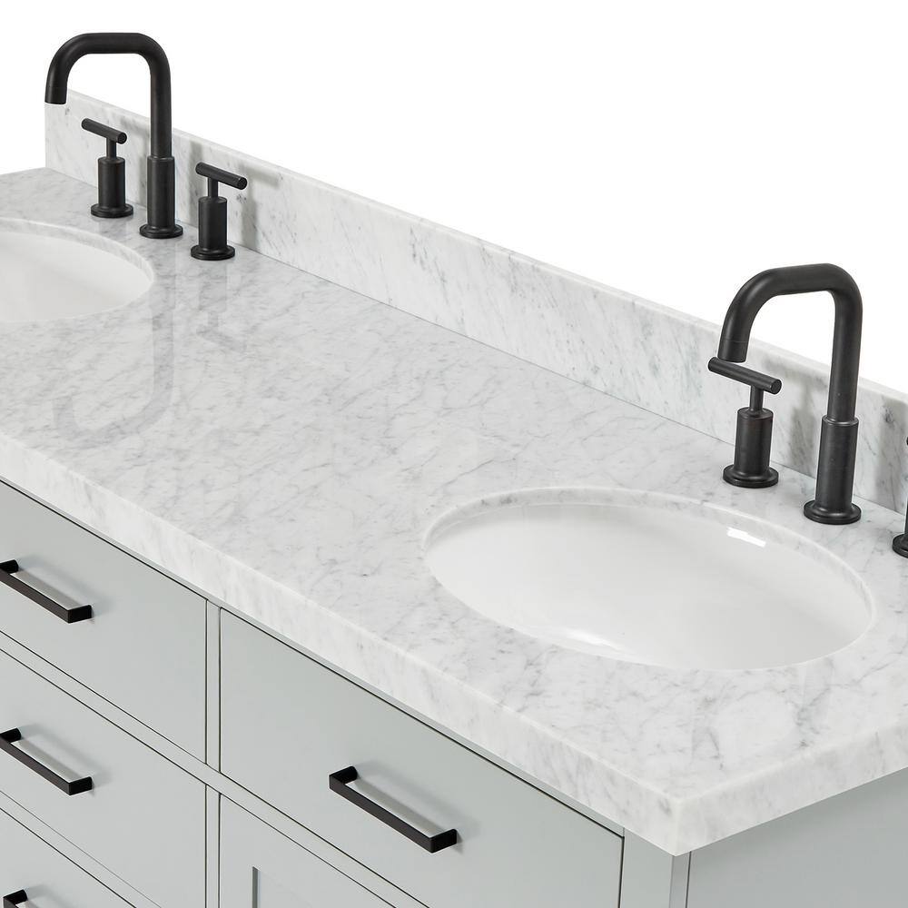 Hepburn 67" Gray Double Freestanding Vanity with Marble Top
