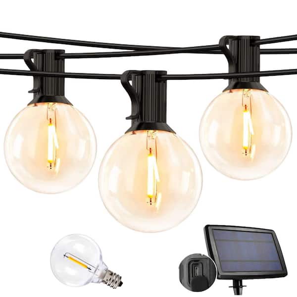 KOAOEIRS 25-Light 50 ft. Outdoor Solar Shatterproof LED G40 Integrated LED Globe 2700K for Patio Garden String-Light